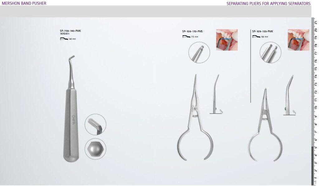 Popychacz taśmowy Mershon i szczypce oddzielające